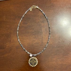 Upcycled LV Choker Beaded necklace with authentic Louis Vuitton material
